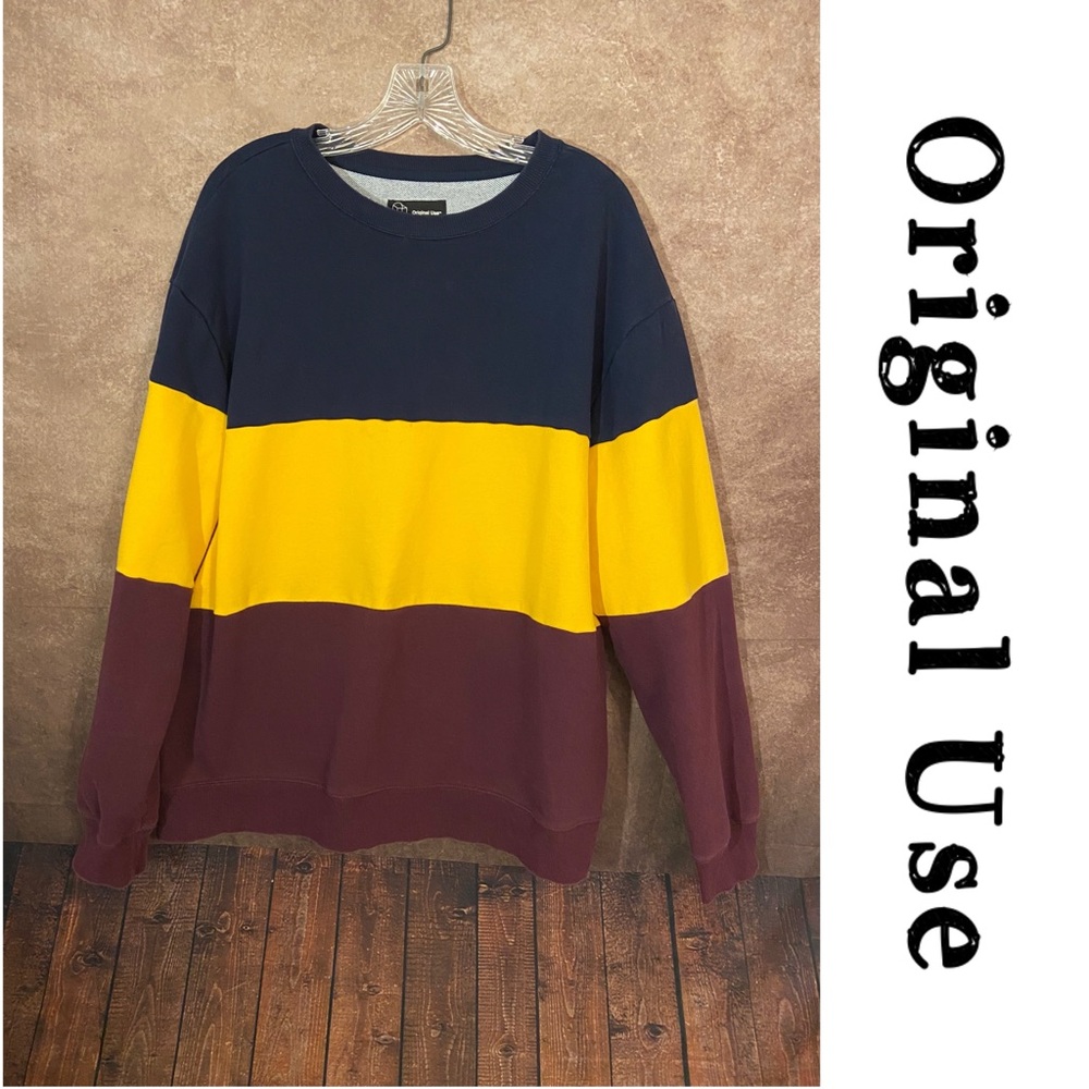 Original Use~Colorblock Crewneck Rugby Sweatshirt~Mens/Unisex Size XL~EUC